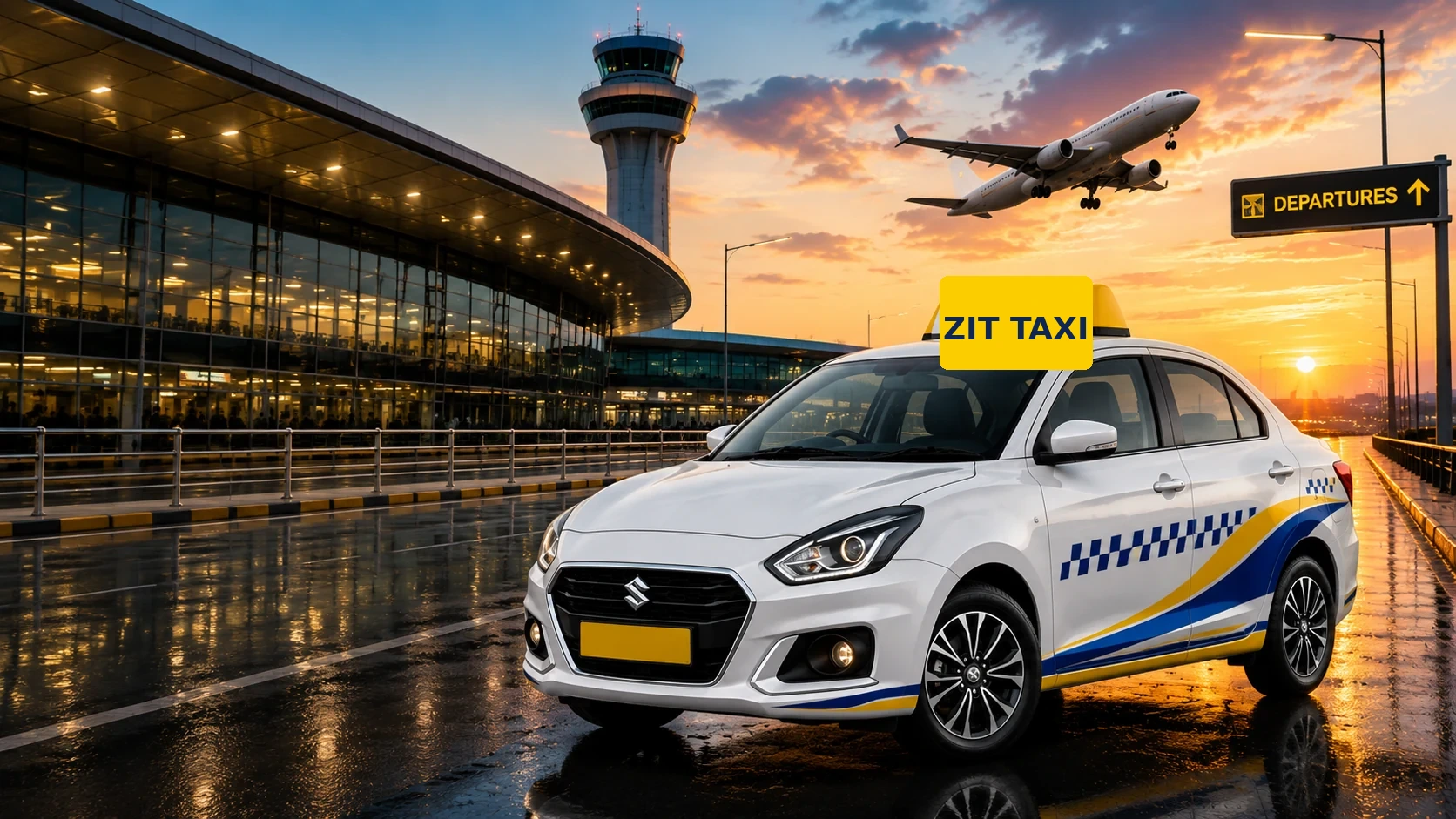 Swift Dzire taxi at Bareilly airport